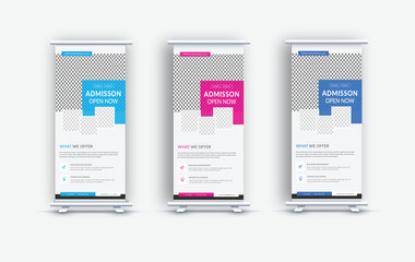 School Admission Roll-Up Banner, back to school admission Roll-Up Banner, or school admission banner design
