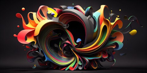 abstract Interwoven colorful shapes and structure, dynamic colorful filaments, ai generated