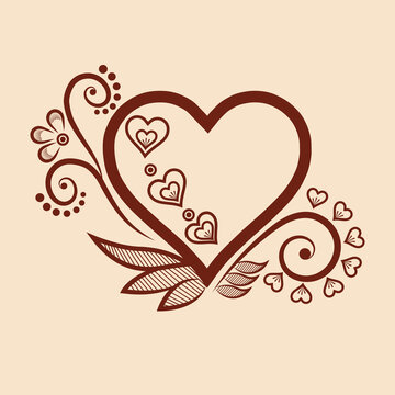 Vector illustration of traditional indian henna mehndi floral ornament design	