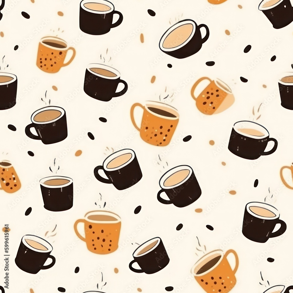 Poster simple and elegant coffee cups of different varieties for a modern coffee shop feel background seaml
