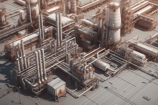 large industrial plant, with sensors and monitoring equipment keeping track of every aspect of operation, created with generative ai
