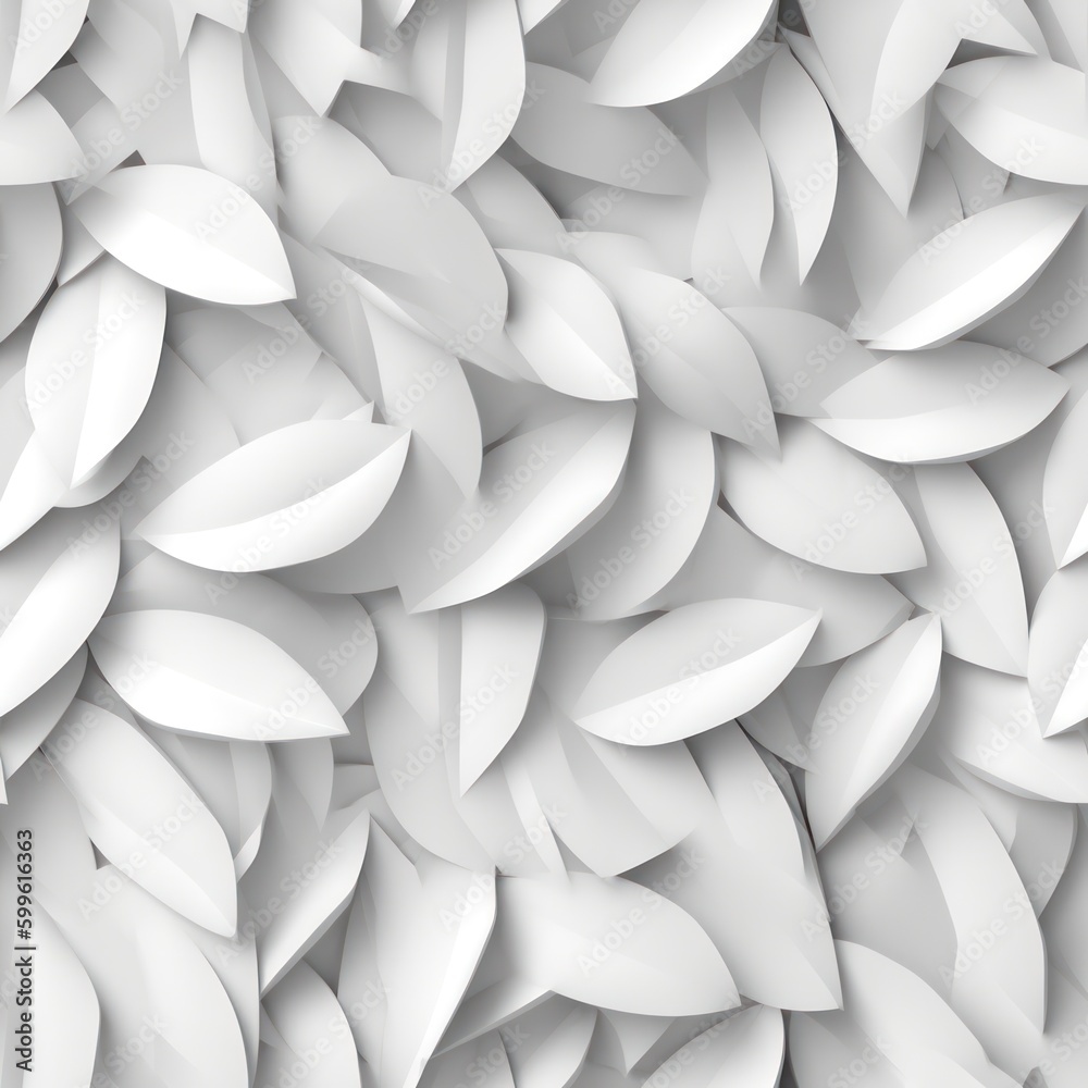Poster seamless pattern of white textured leaves shadowed background