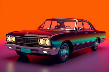 Obraz na płótnie Canvas Vintage car on a colorful background, Generative AI