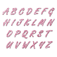Set of hand drawn pink glitter letters