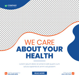 Medical and health care services social media post template design promotion square flyer template Vector.