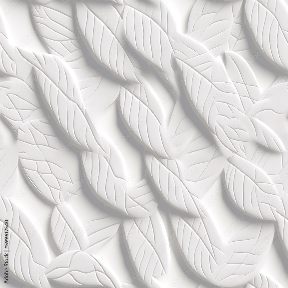 Poster seamless white textured leaf-shaped design with shadowed backdrop