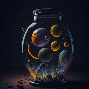 Magic locked in a jar solar system in a jar planets in a jar