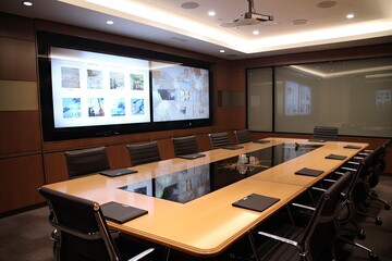 virtual conference room, with large screen and user-friendly interface, for effective collaboration, created with generative ai