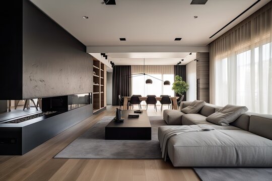 modern home with sleek and minimalist design elements combined with traditional touches for a stylish look, created with generative ai