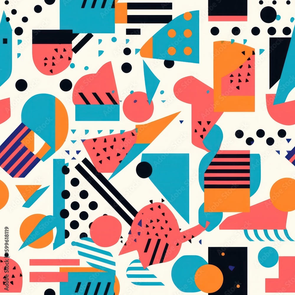 Poster retro colors memphis background seamless pattern
