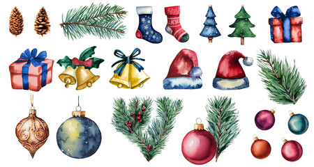 set of christmas tree decorations