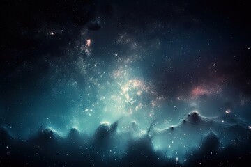 celestial spectacle of a star cluster and nebula in the night sky, created with generative ai