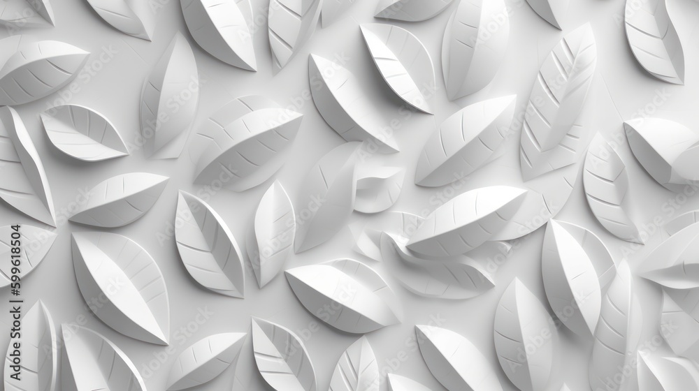 Poster white textured leaves background with light and shadows