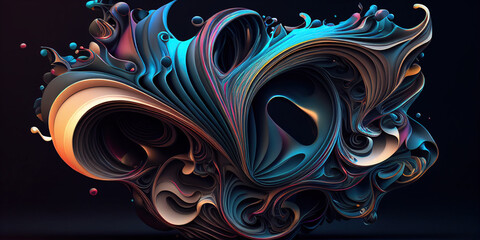 abstract Interwoven colorful shapes and structure, dynamic colorful filaments, ai generated