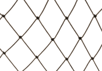 Football or tennis net. Rope mesh on a white background close-up