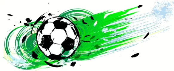 Tuinposter soccer, football, illustration with loops, paint strokes and splashes, grungy mockup, great soccer event © Kirsten Hinte