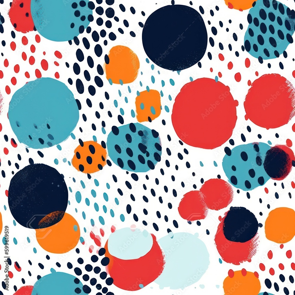 Poster colorful hand drawn circles and shapes background seamless pattern