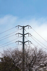 Landscape  with electricity pylon and power lines