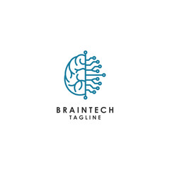 Brain  tech logo icon design template