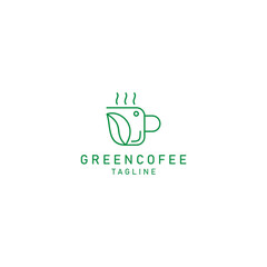 Green coffe logo design icon vector