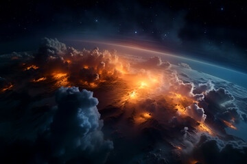 Obraz na płótnie Canvas Volcanic planet from outer space