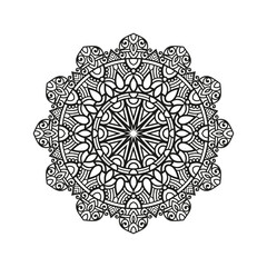 Decorative mandala and pattern for Mehndi, wedding, tattoo, islam, indian, arabic. Outline mandalas coloring book page.