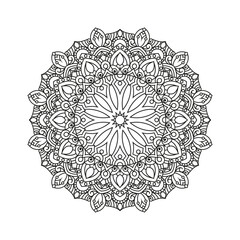 Decorative mandala and pattern for Mehndi, wedding, tattoo, islam, indian, arabic. Outline mandalas coloring book page.