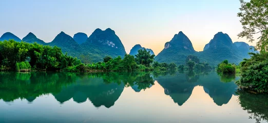 Wall murals Guilin Landscape of Guilin. Li River and Karst mountains at sunset in Guilin, Guangxi, China.