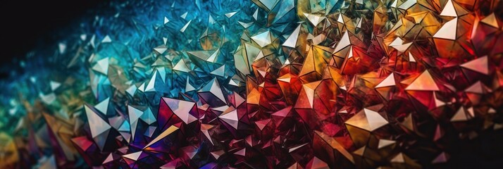 A macro image of a crystalline structure, showcasing its complex, geometric patterns and vibrant colors, concept of Crystallography, created with Generative AI technology