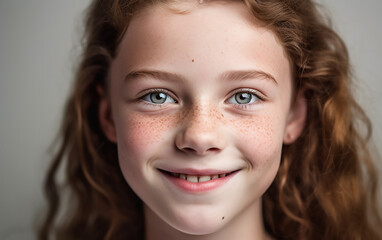 Fototapeta premium Portrait of a beautiful bright child. Generative AI