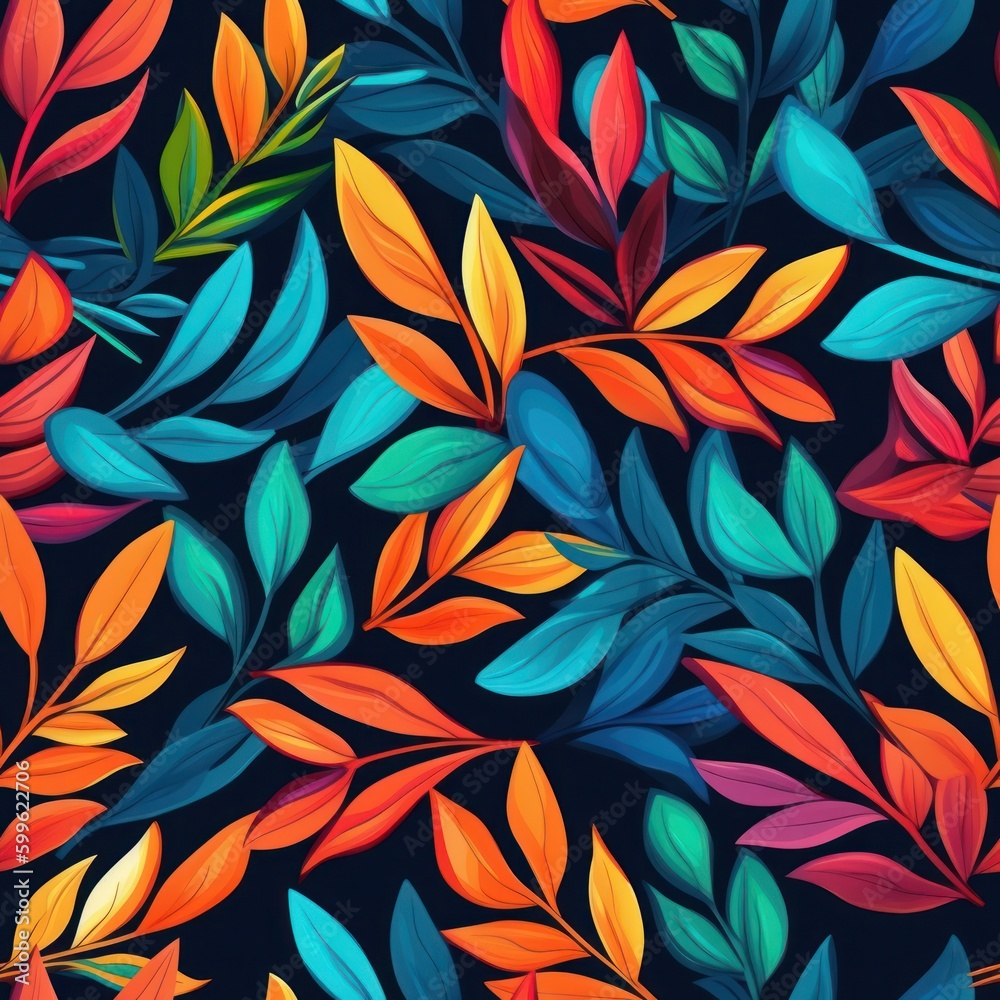 Poster multi colored leaves abstract background seamless pattern