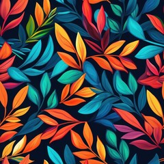 multi colored leaves abstract background seamless pattern
