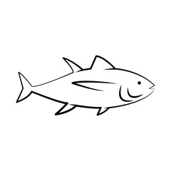 Bluefin tuna. Saltwater fish. Vector illustration can be used for creating logo and emblem for fishing clubs, prints, web and other crafts. Simple linear vector illustration