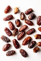 Obraz premium Dry dates isolated on white background, top view. Ai generated