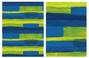 Blue and Yellow Block Painted Canvas Converted to Vector Print