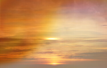 Fototapeta premium rainbow sun beam on pink orange morning on cloudy sky