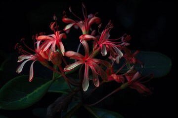 neon plant blooming in the dark, with only its petals visible, created with generative ai