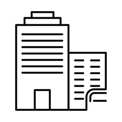 Office business icon with black outline style. apartment, residential, house, urban, hotel, bank, sign. Vector Illustration