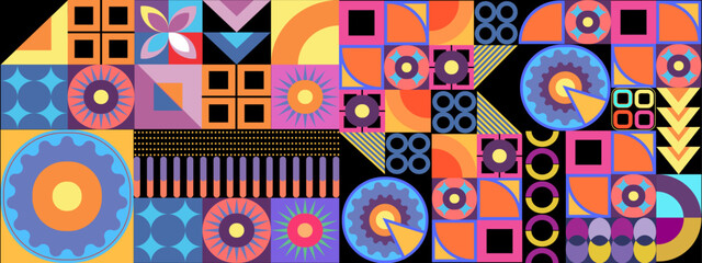 Vector flat mosaic background with shapes colorful colourful