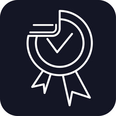 Quality business management icon with black filled line outline style. best, success, seal, stamp, mark, certified, outline. Vector Illustration