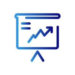 Presentation business icon with blue gradient outline style. group, person, team, seminar, people, teamwork, meeting, . Vector Illustration