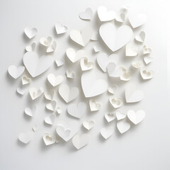 white hearts, valentines day, hearts background, generative AI