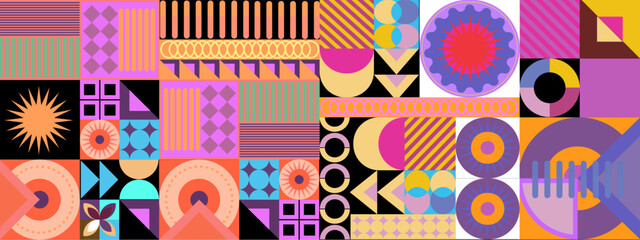 Vector flat colorful colourful geometric shapes background