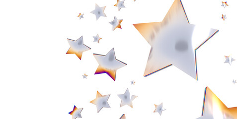 Holiday backdrop made of silver stars and sparkles on white wooden background. New Year concept. - png transparent