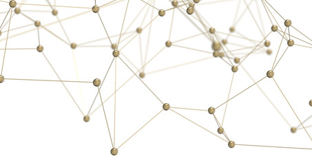 Gene lines and nodes, biological gene structure, 3d rendering.