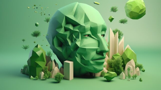 Environmental Sustainability: Conceptual metaphor illustration with clear visual hierarchy. Generative Ai