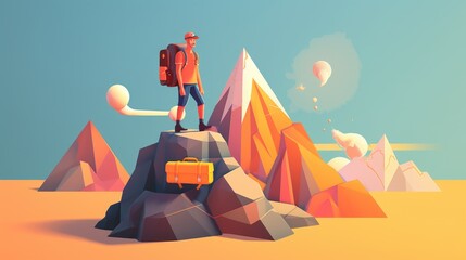 Travel and Adventure: Figurative analogy drawing with uncluttered visual setup. Generative Ai