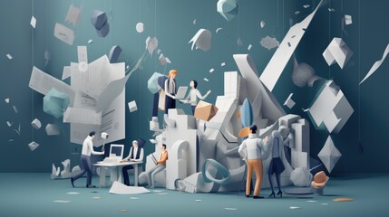 Team Collaboration: Symbolic metaphor graphics with transparent visual pecking order. Generative Ai