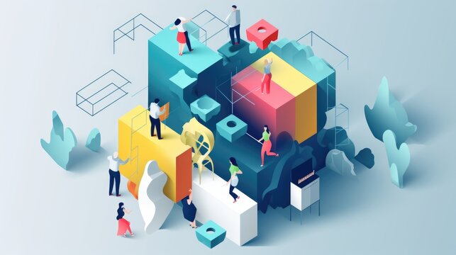 Team Collaboration: Artistic metaphor composition with discernible visual framework. Generative Ai