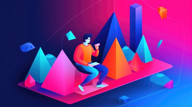 Entrepreneurship and Startups: Analogous illustration with concise visual stratification. Generative Ai